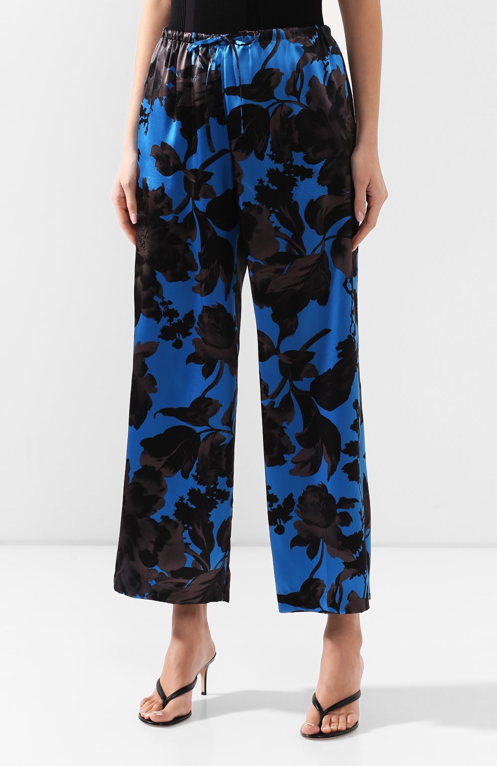 Шелковые брюки DRIES VAN NOTEN синего цвета по цене 71650 руб., арт. 201-10982-9055, фото 3 Шелковые брюки DRIES VAN NOTEN, арт. 201-10982-9055, фото 3