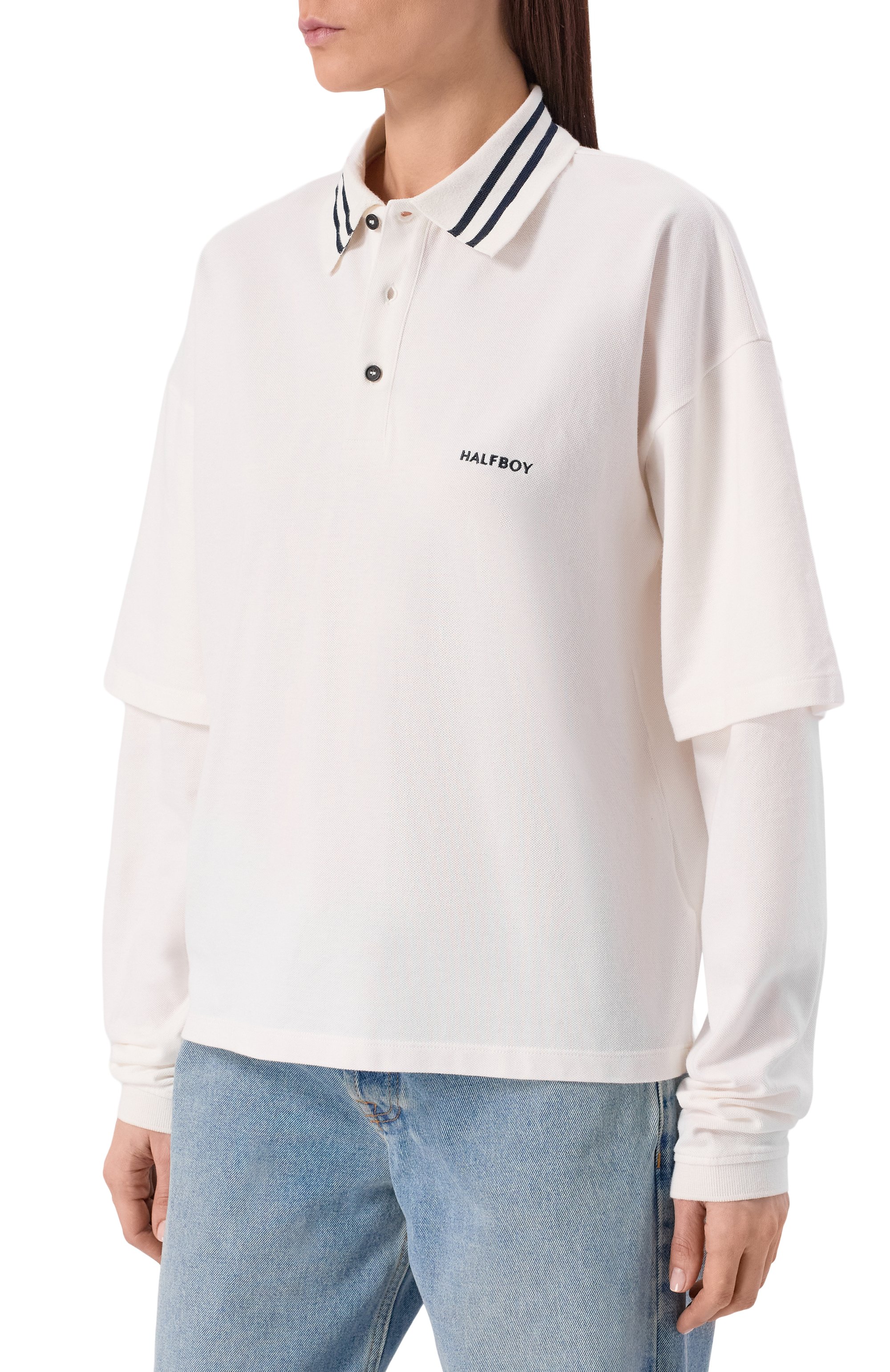 Хлопковое поло HALFBOY, арт. HS261WT003 PK002/L0NGSLEEVE P0L0, фото 3