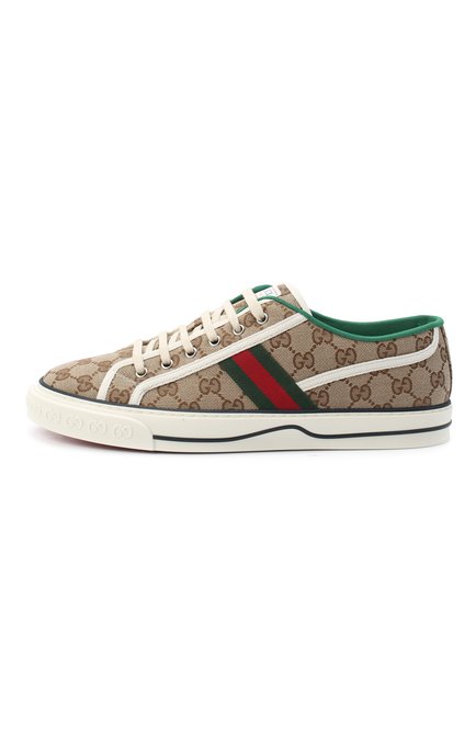 Мужские бежевые текстильные кеды tennis 1977 GUCCI купить в  интернет-магазине ЦУМ, арт. 606111/HVK20