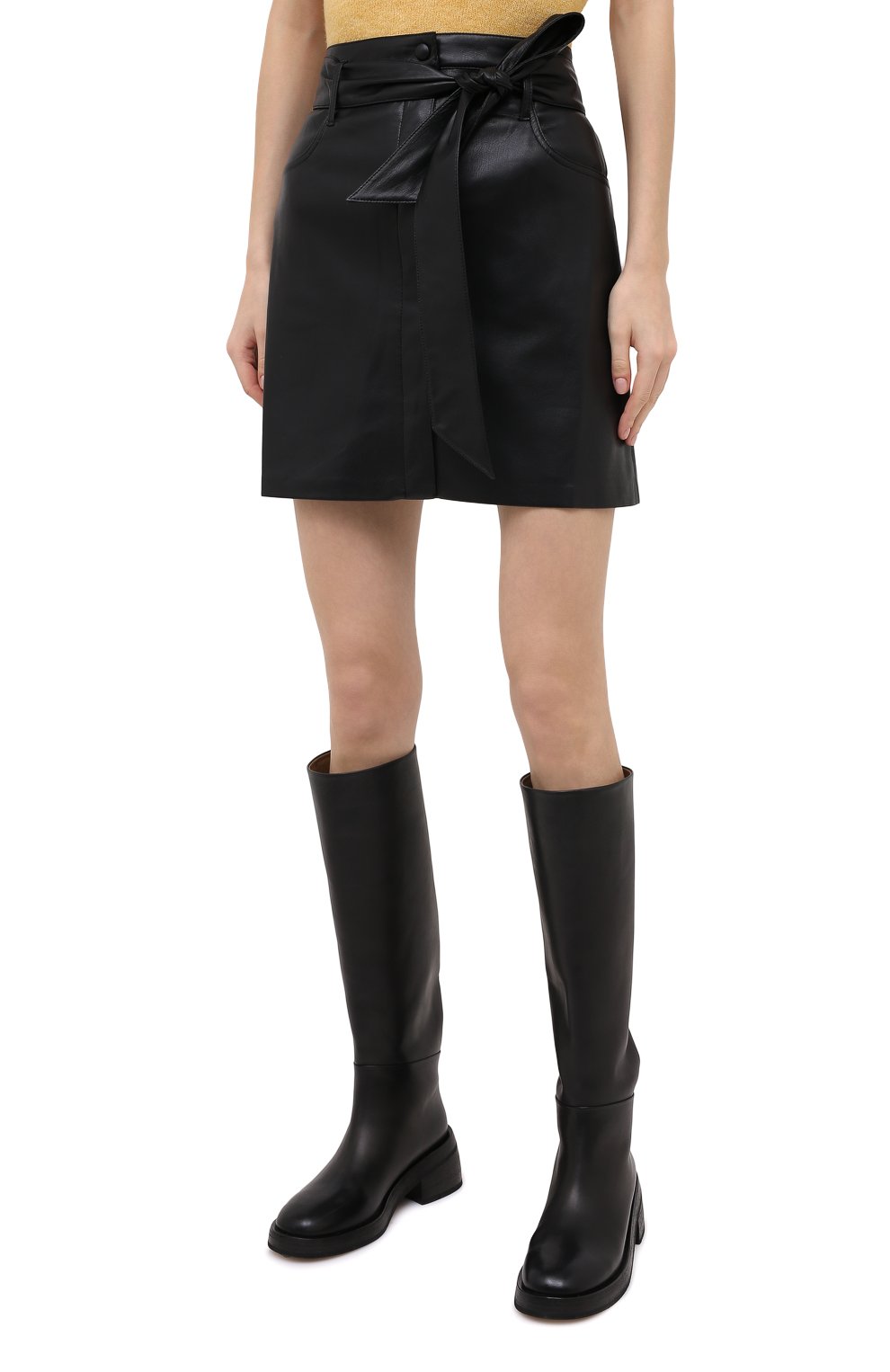 Юбка NANUSHKA черного цвета по цене 53800 руб., арт. MEDA_BLACK_VEGAN LEATHER, фото 3 Юбка NANUSHKA, арт. MEDA_BLACK_VEGAN LEATHER, фото 3