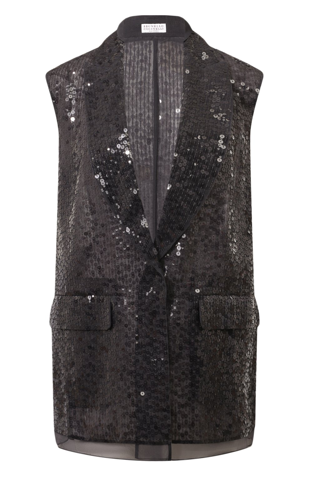 Шелковы�й жилет с отделкой пайетками BRUNELLO CUCINELLI, арт. MF940SM916, фото 1