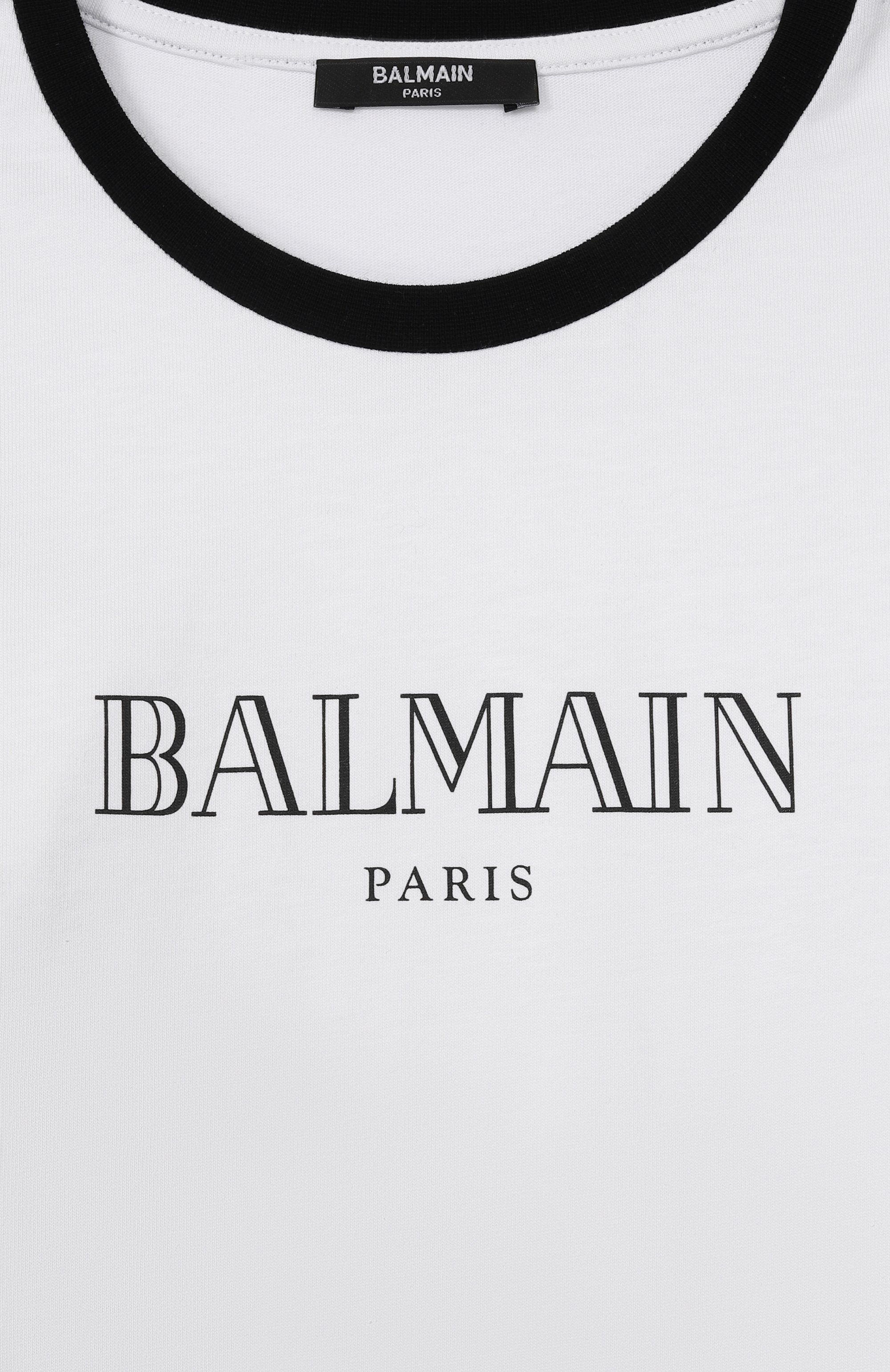 Хлопковая футболка BALMAIN белого цвета по цене 17950 руб., арт. BY8P41, фото 3 Хлопковая футболка BALMAIN, арт. BY8P41, фото 3