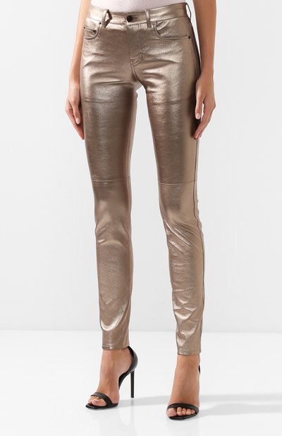 Кожаные брюки прямого кроя SAINT LAURENT, арт. 481868/YC2RC, фото 3
