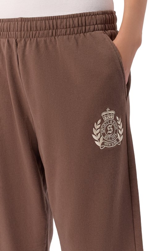 Хлопковые брюки Sporty and Rich PA05565243BR03 Коричневый  PA05565243BR03 Фото 5