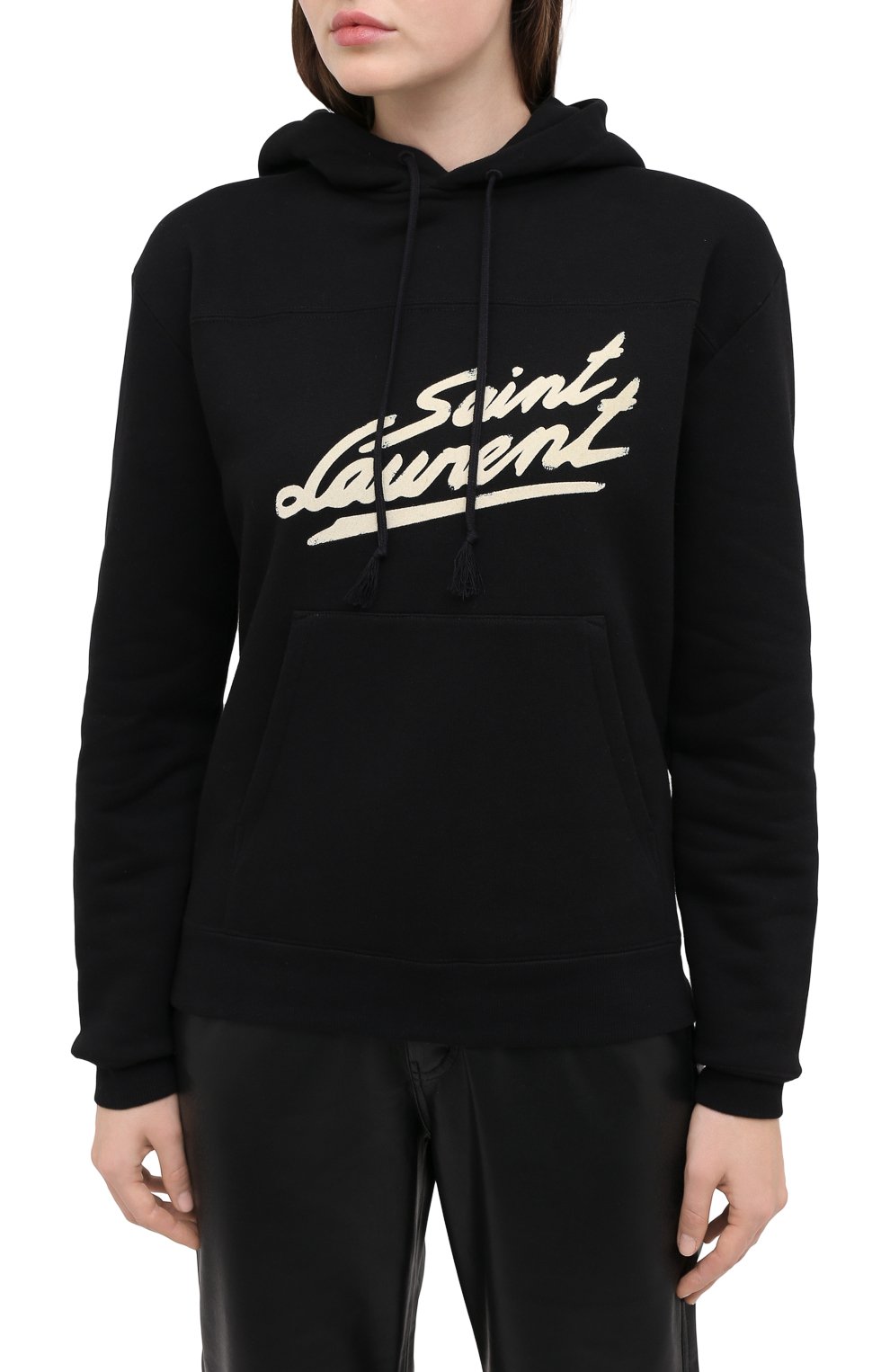 Хлопковое худи SAINT LAURENT черного цвета по цене 89600 руб., арт. 631826/YBVB2, фото 3 Хлопковое худи SAINT LAURENT, арт. 631826/YBVB2, фото 3