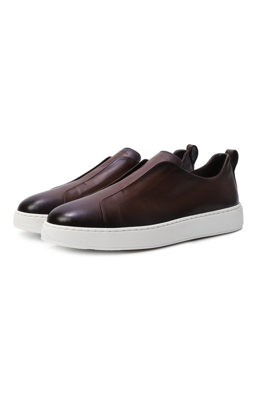 Кожаные кеды Cleanic Santoni MBCG21995BARTMVI Коричневый MBCG21995BARTMVI