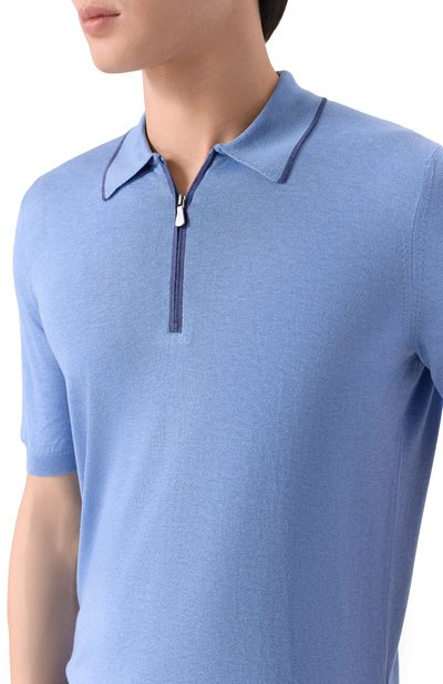 Шелковое поло GRAN SASSO голубого цвета по цене 35700 руб., арт. 43166/23506, фото 5 Шелковое поло GRAN SASSO, арт. 43166/23506, фото 5