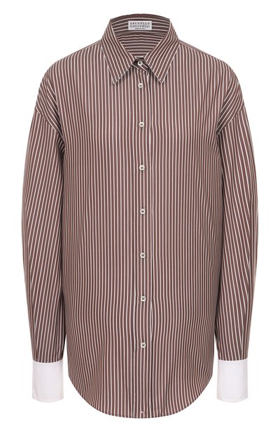 Женская рубашка из хлопка и шелка BRUNELLO CUCINELLI, арт. MA794NM116