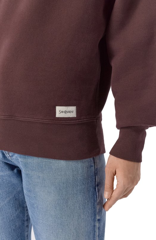 Хлопковый свитшот Saint Laurent 807761/Y36SV Коричневый  807761/Y36SV Фото 5
