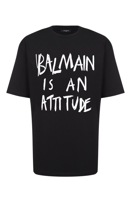 Хлопковая футболка Balmain GH1EG225/GF40 Чёрный GH1EG225/GF40