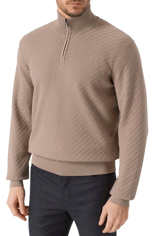 Джемпер из хлопка и шелка Brioni UMS70L/PAK22 Бежевый  UMS70L/PAK22 Фото 3