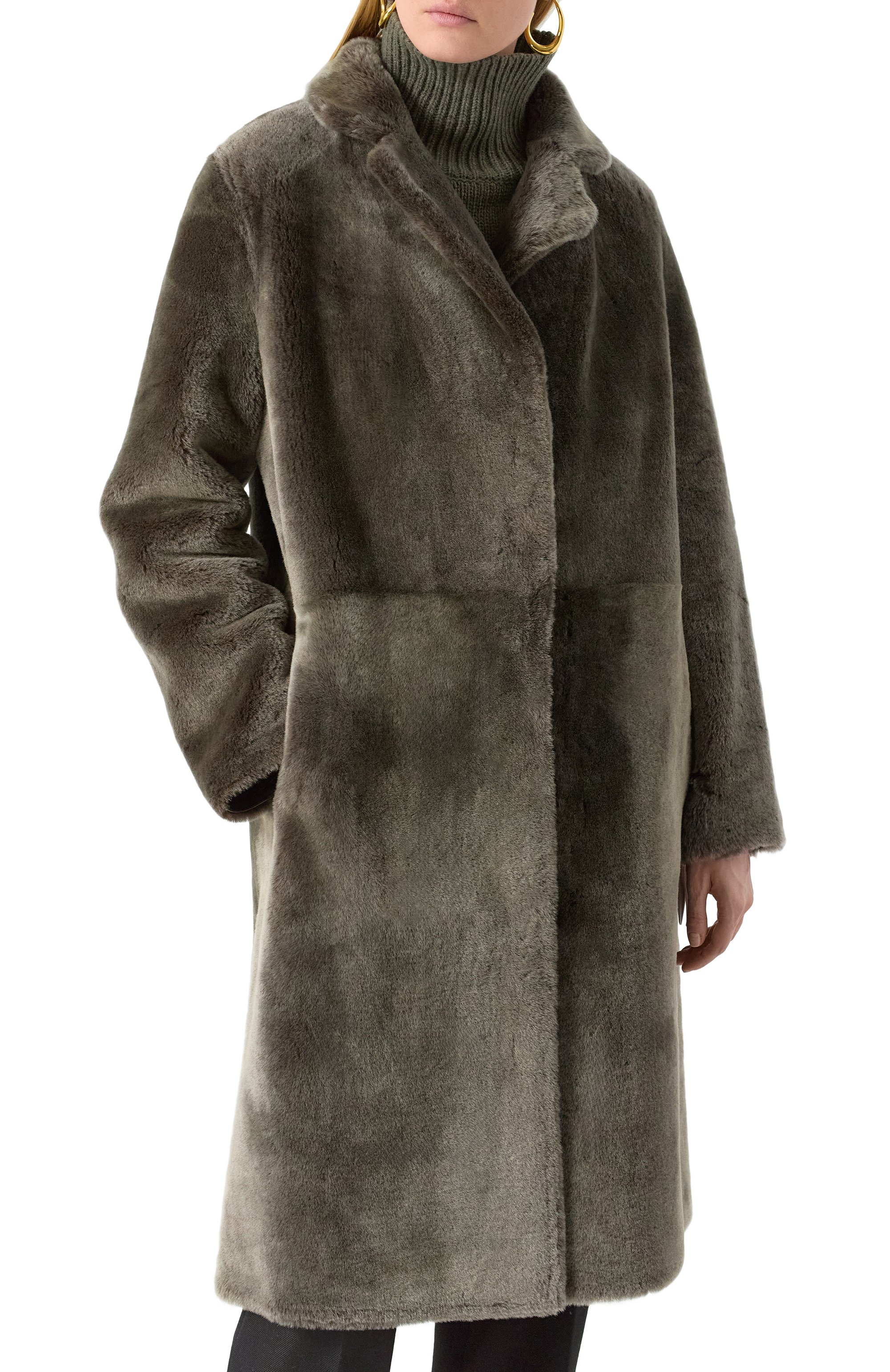 Шуба из овчины YVES SALOMON темно-серого цвета по цене 452500 руб., арт. 21WYM60504MESI, фото 3 Шуба из овчины YVES SALOMON, арт. 21WYM60504MESI, фото 3