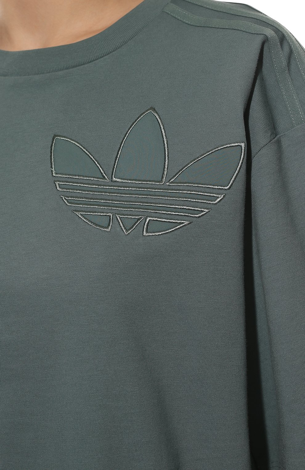 Хлопковая футболка ADIDAS ORIGINALS зеленого цвета по цене 3720 руб., арт. HE4746, фото 5 Хлопковая футболка ADIDAS ORIGINALS, арт. HE4746, фото 5