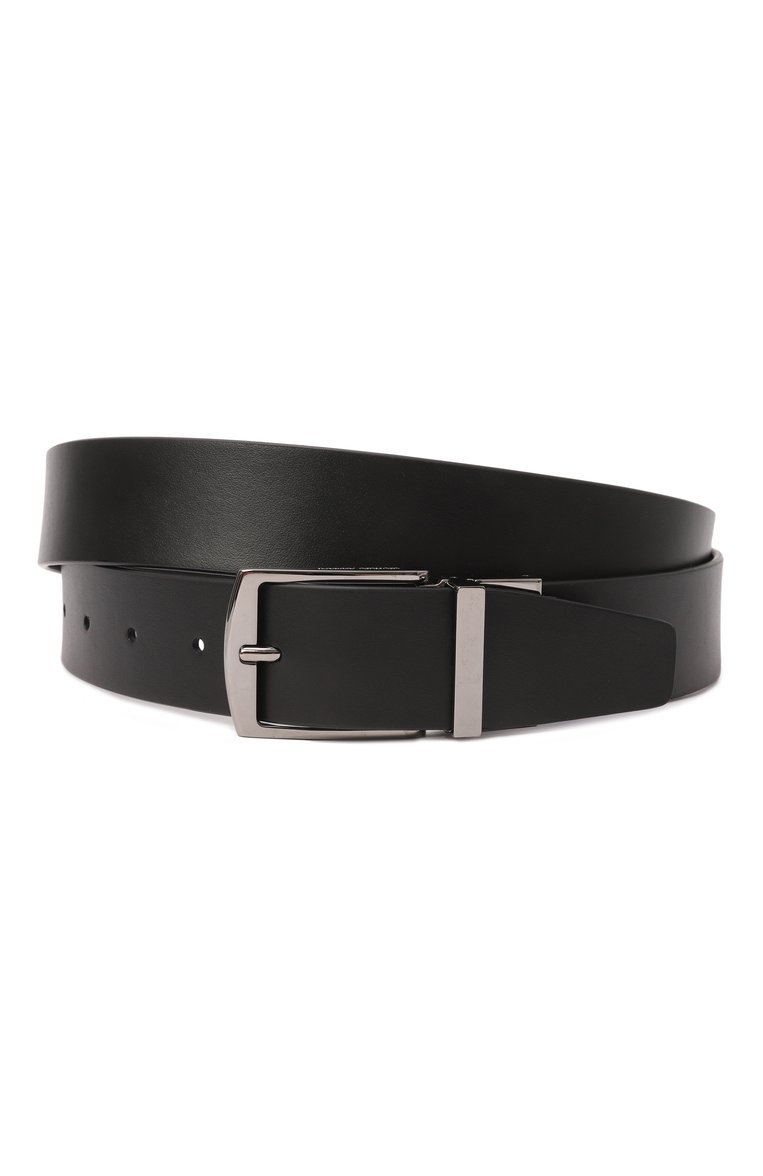 Мужской двусторонний ремень GIORGIO ARMANI черного цвета, арт. GM001158/AF14801 | Фото 4 (Материал: Натуральная кожа; Материал сплава: Проставлено; Нос: Не проставлено; Случай: Повседневный)