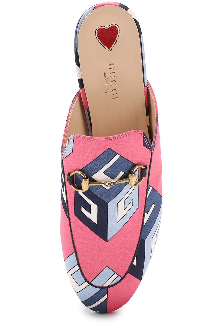 Женские атласные сабо princetown с принтом GUCCI розового цвета, арт. 432773/9AB10 | Фото 4 (Подошва: Плоская; Каблук высота: Низкий; Материал внешний: Текстиль; Материал внутренний: Натуральная кожа)