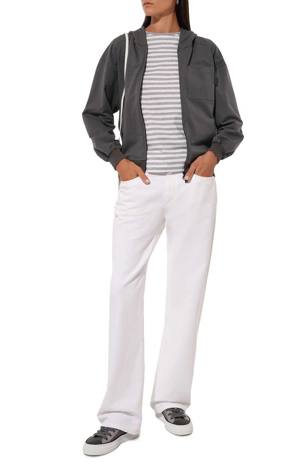 Текстильные кеды BRUNELLO CUCINELLI серого цвета по цене 87450 руб., арт. MZ25GBP424, фото 2 Текстильные кеды BRUNELLO CUCINELLI, арт. MZ25GBP424, фото 2