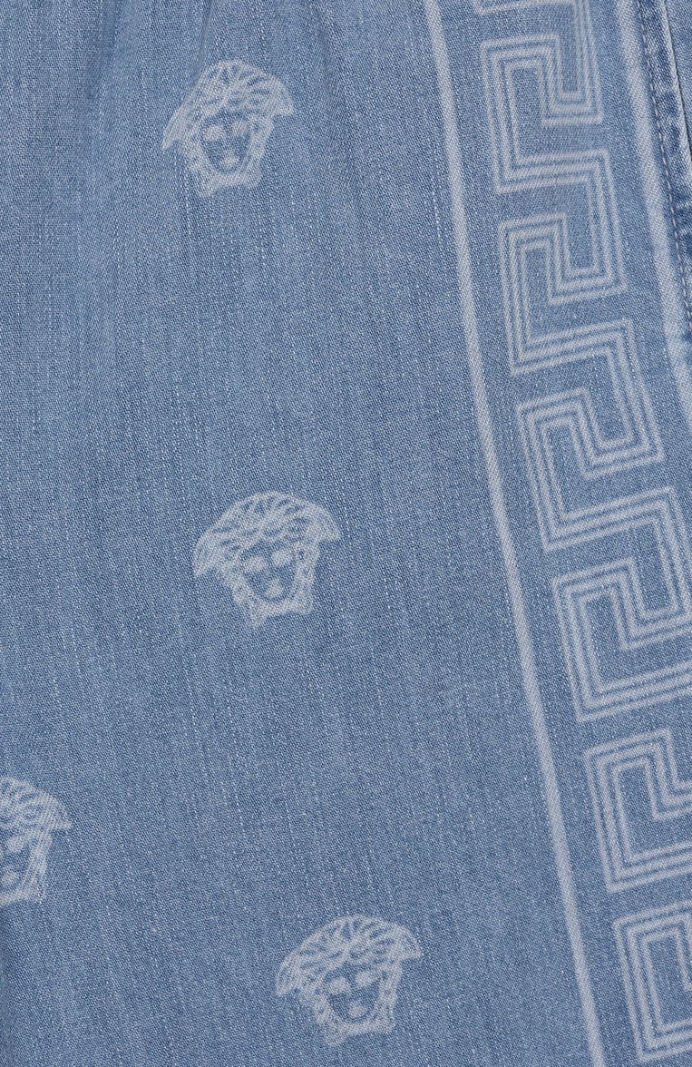 Детские джинсовые шорты VERSACE голубого цвета, арт. 1018266/1A13070/8A-14A | Фото 3 (Материал внешний: Хлопок, Деним; Нос: Не проставлено; Кросс-КТ: Деним; Ростовка одежда: 8 лет | 128 см, 10 - 11 лет | 140 - 146см, 12 лет | 152 см, 16 лет | 164 см)