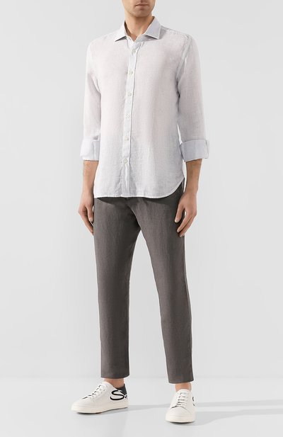 Льняная рубашка 120% LINO светло-серого цвета по цене 20750 руб., арт. R0M1311/B317/S00, фото 2 Льняная рубашка 120% LINO, арт. R0M1311/B317/S00, фото 2
