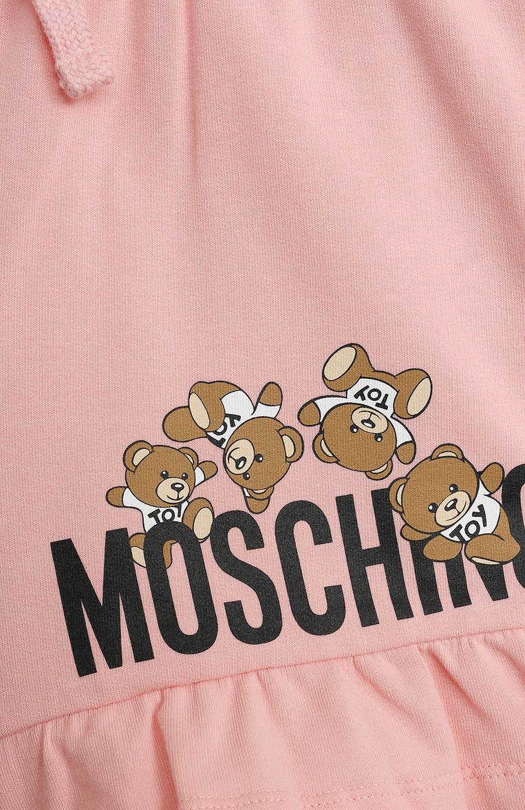 Детские хлопковые шорты MOSCHINO светло-розового цвета, арт. HDQ014/LDA00/4-8 | Фото 3 (Материал внешний: Хлопок; Нос: Не проставлено; Материал сплава: Проставлено; Случай: Повседневный; Ростовка одежда: 4 года | 104 см, 5 лет | 110 см, 6 лет | 116 см, 8 лет | 128 см)