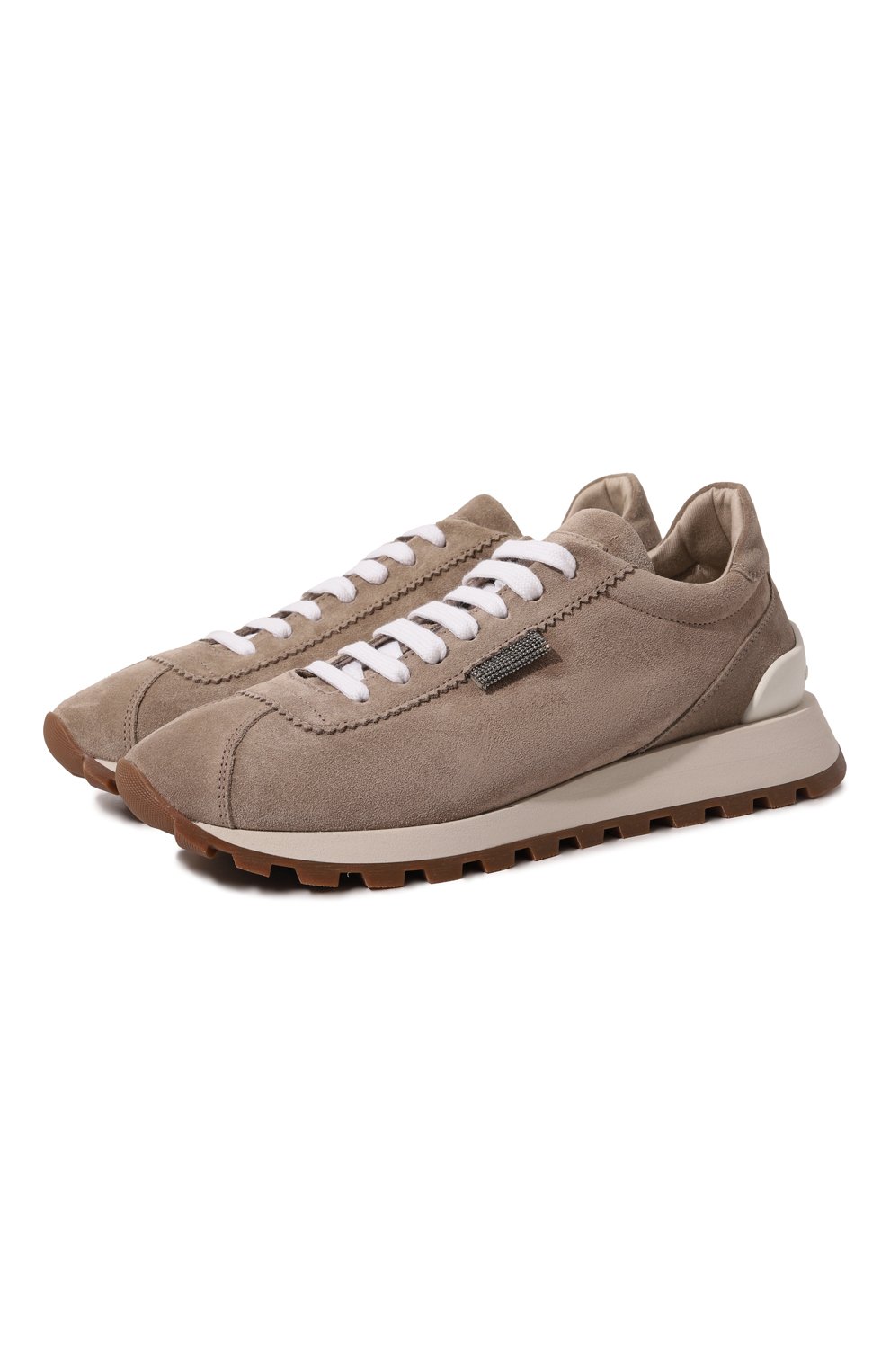 Замшевые кроссовки BRUNELLO CUCINELLI темно-бежевого цвета по цене 97250 руб., арт. MZSFGB1117, фото 1 Замшевые кроссовки BRUNELLO CUCINELLI, арт. MZSFGB1117, фото 1