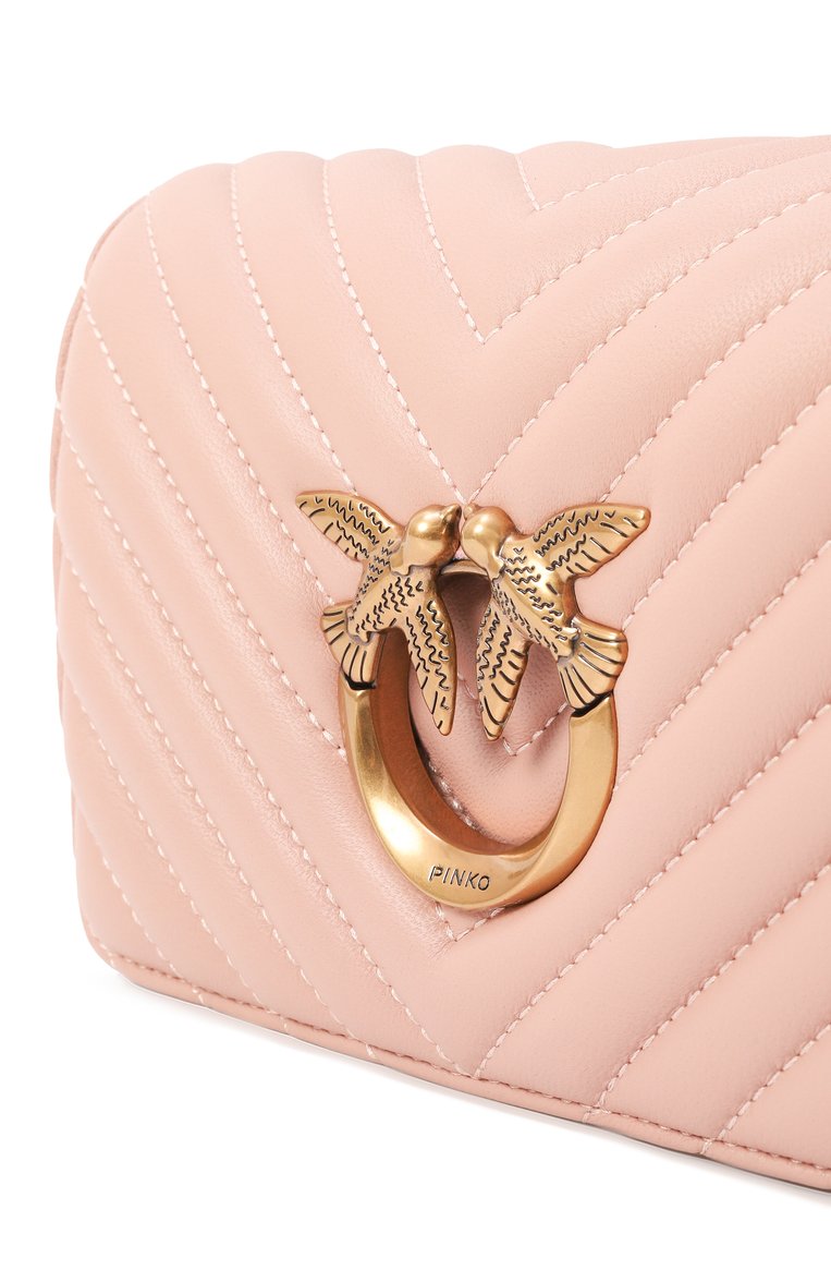 Женская сумка love mini PINKO розового цвета, арт. 100067/A0GK | Фото 3 (Драгоценные камни: Проставлено; Размер: mini; Материал сплава: Проставлено; Ремень/цепочка: На ремешке; Материал: Натуральная кожа)