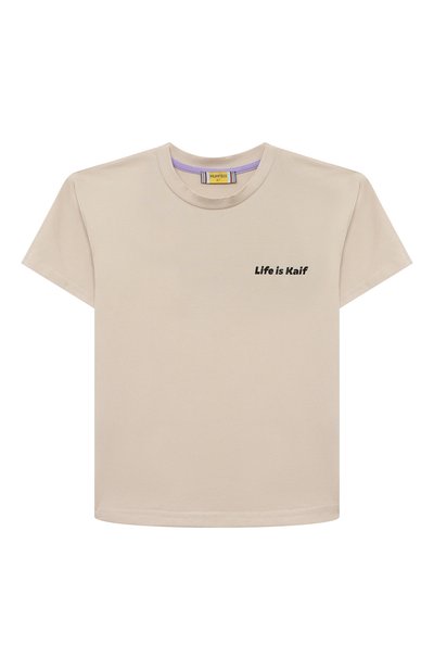 Хлопковая футболка MUMOFSIX бежевого цвета по цене 5750 руб., арт. MOSSS22T_TS01, фото 1 Хлопковая футболка MUMOFSIX, арт. MOSSS22T_TS01, фото 1