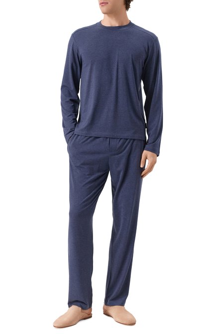 Мужские домашние брюки ZIMMERLI темно-синего цвета, арт. 8010-47009 | Фото 2 (Драгоценные камни: Проставлено; Длина (брюки, джинсы): Стандартные; Материал внешний: Растительное волокно; Материал сплава: Проставлено)