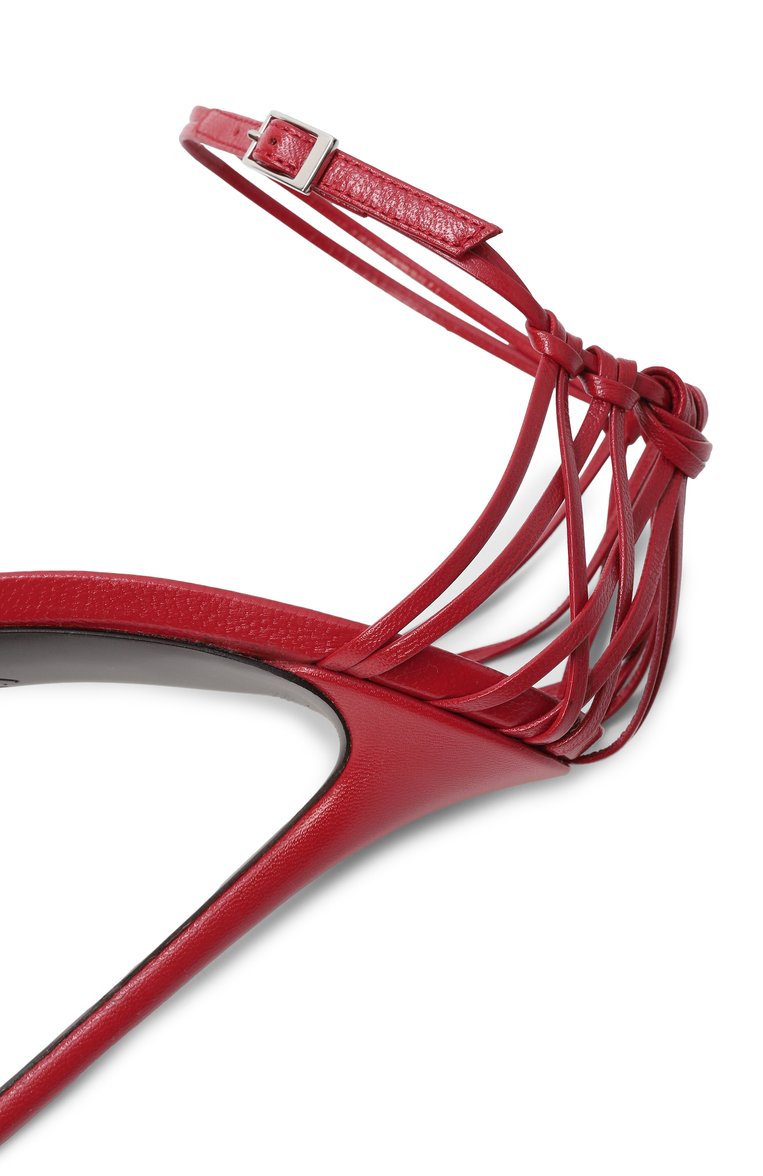 Женские кожаные босоножки intriigo knot 105 GIUSEPPE ZANOTTI DESIGN красного цвета, арт. E500041 | Фото 7 (Подошва: Плоская; Материал внешний: Натуральная кожа; Автоматизация состава: Проставлено; Каблук высота: Высокий; Материал внутренний: Натуральная кожа; Автоматизация ТО: Проставлено; Каблук тип: Шпилька)