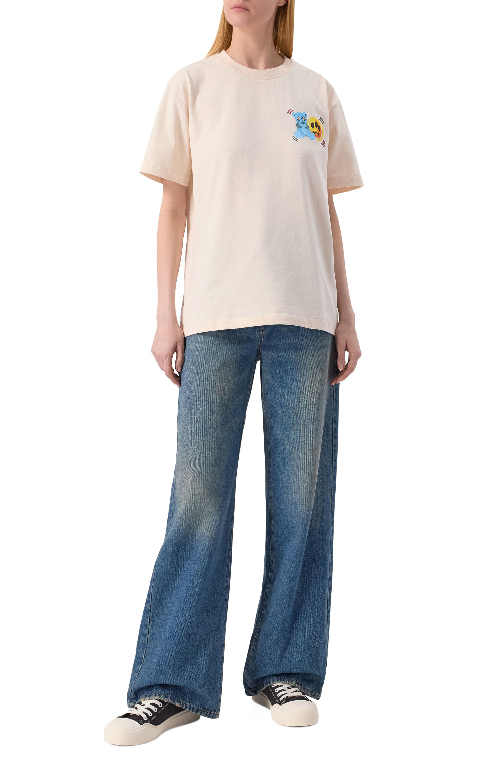 Хлопковая футболка BARROW кремового цвета по цене 11400 руб., арт. S5BWW0TH058, фото 2 Хлопковая футболка BARROW, арт. S5BWW0TH058, фото 2