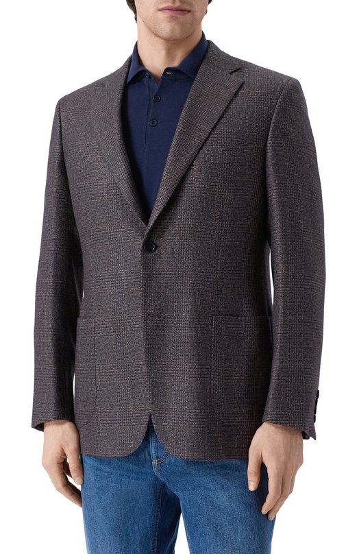 Пиджак из шелка и кашемира Brioni RG0D0R/0D404 Коричневый  RG0D0R/0D404 Фото 4