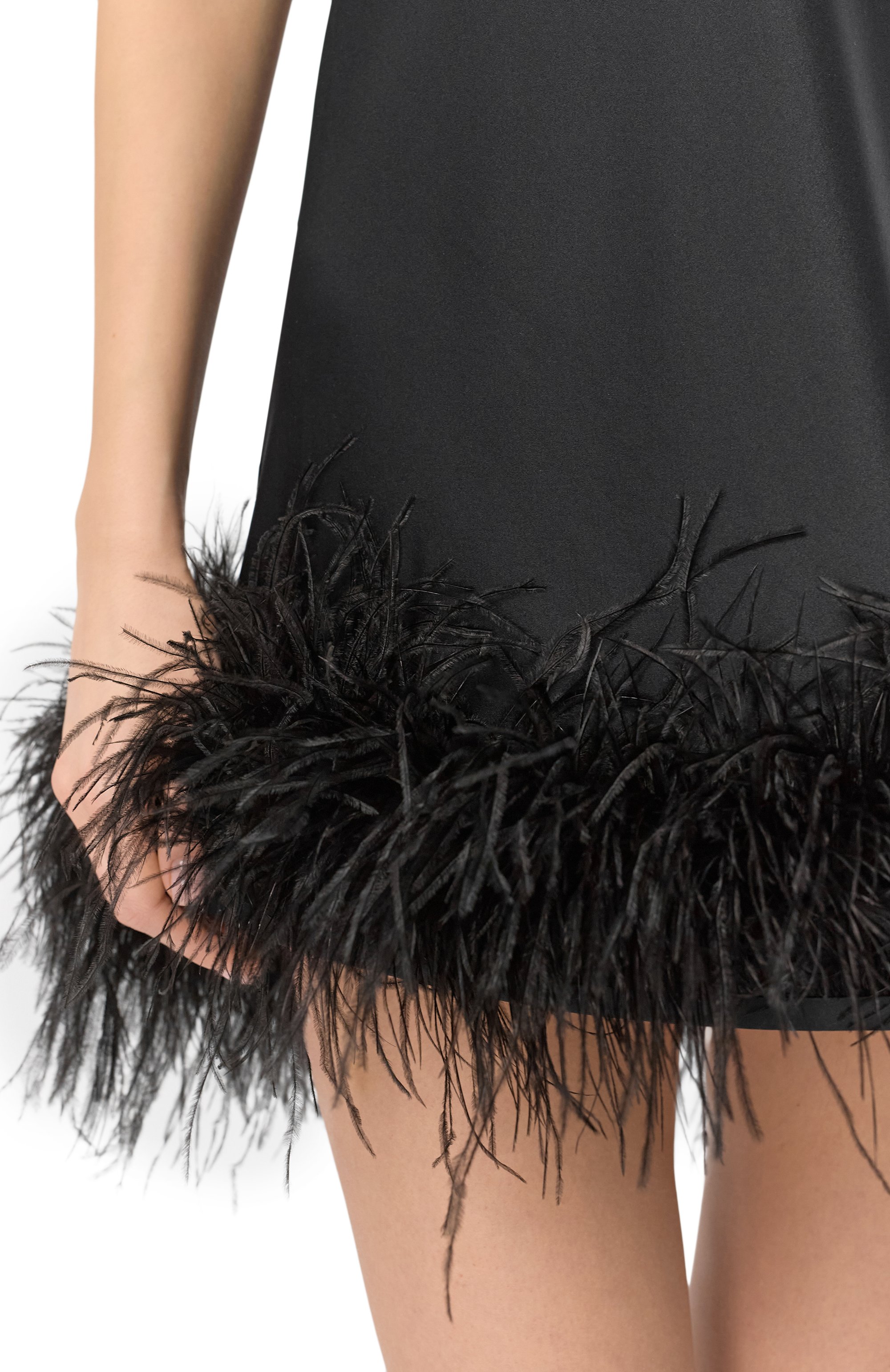 Шелковая сорочка с отделкой перьями EDOMO, арт. D001010FW2324, фото 5