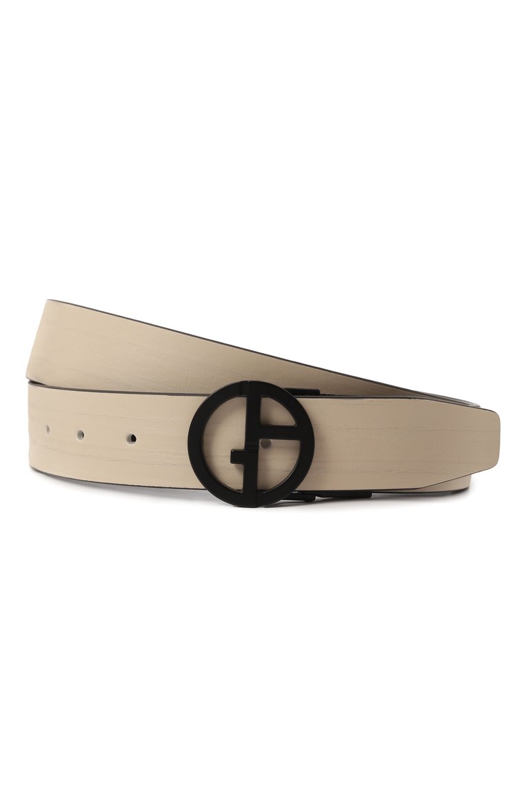 Мужской двусторонний ремень GIORGIO ARMANI бежевого цвета, арт. GM001158/AF14801 | Фото 7 (Материал: Натуральная кожа; Нос: Не проставлено; Материал сплава: Проставлено; Случай: Повседневный)