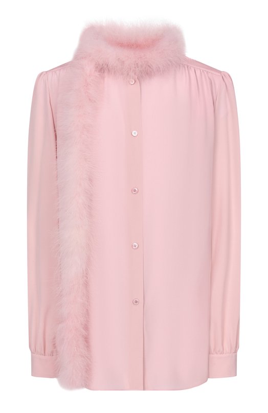 Шелковая блузка с отделкой перьями Valentino 8B3AB8A1/21B Розовый 8B3AB8A1/21B