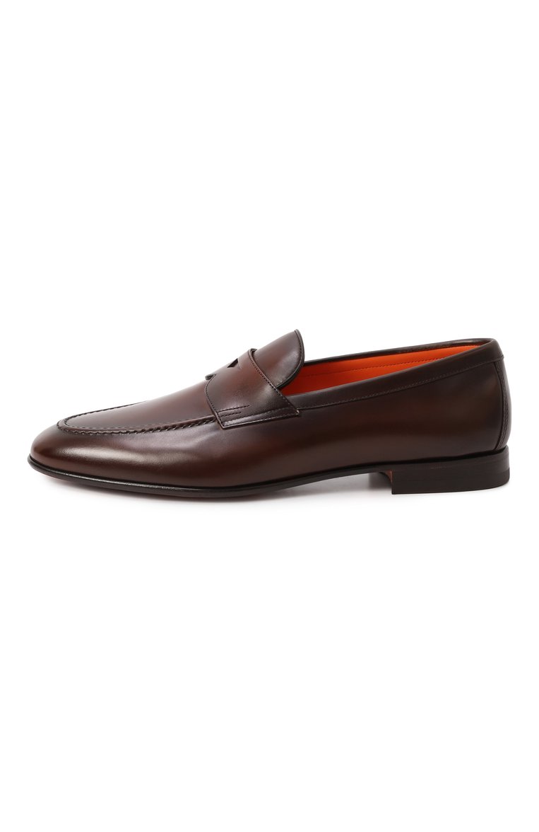 Мужские кожаные пенни-лоферы SANTONI темно-коричневого цвета, арт. MCNG19044LA3GNTG | Фото 4 (Материал сплава: Проставлено; Нос: Не проставлено; Материал внешний: Натуральная кожа; Материал внутренний: Натуральная кожа; Стили: Классический)