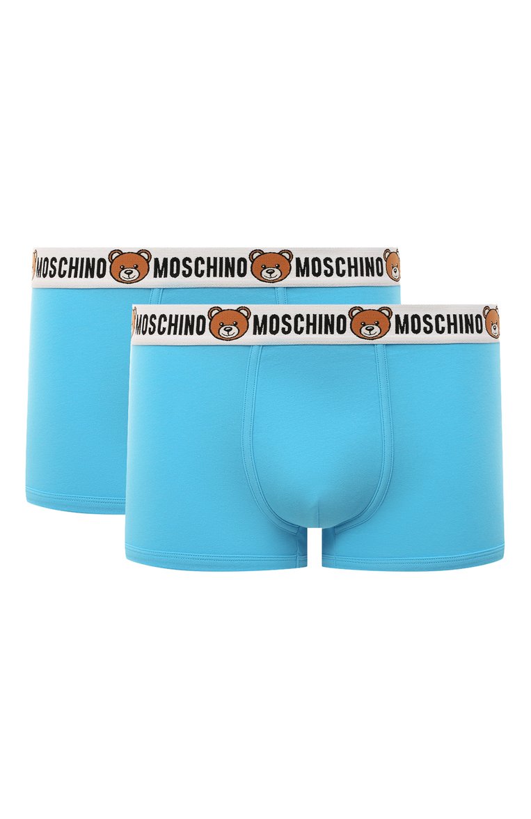 Мужские комплект из двух боксеров MOSCHINO голубого цвета, арт. 231V1/A1387/4402 | Фото 1 (Материал спл�ава: Проставлено; Нос: Не проставлено; Материал внешний: Хлопок; Кросс-КТ: бельё; Мужское Кросс-КТ: Трусы; Тематический товар: Teddy Bear; Трусы М: Боксеры)