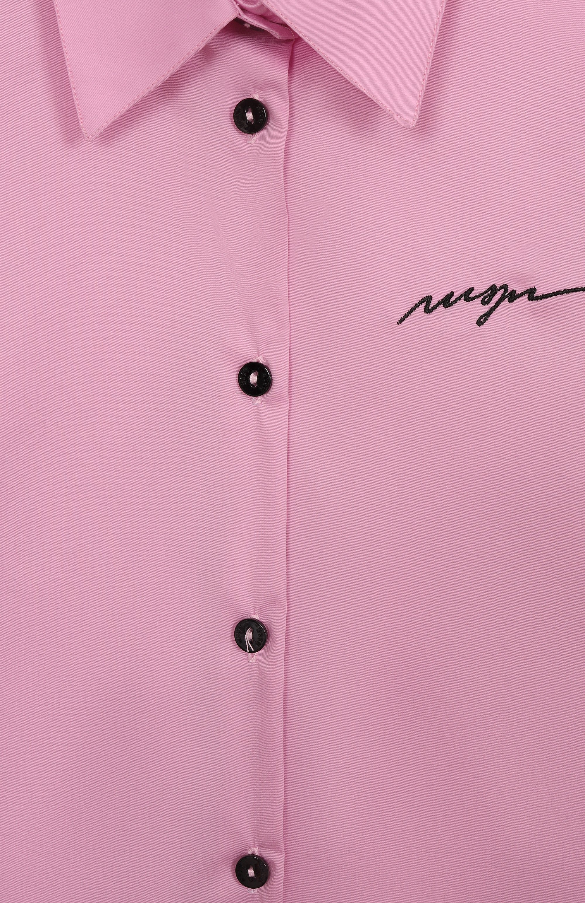 Хлопковая рубашка MSGM KIDS розового цвета по цене 13850 руб., арт. S5MSJGSI269, фото 3 Хлопковая рубашка MSGM KIDS, арт. S5MSJGSI269, фото 3