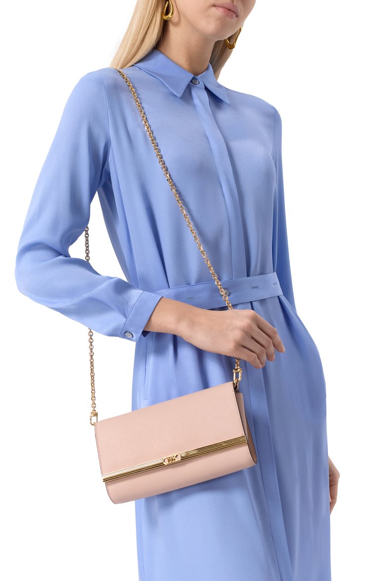Женская сумка mona MICHAEL MICHAEL KORS светло-розового цвета, арт. 30H3G80C3L | Фото 2 (Ремень/цепочка: На ремешке; Драгоценные камни: Проставлено; Материал: Натуральная кожа; Материал сплава: Проставлено; Размер: small)