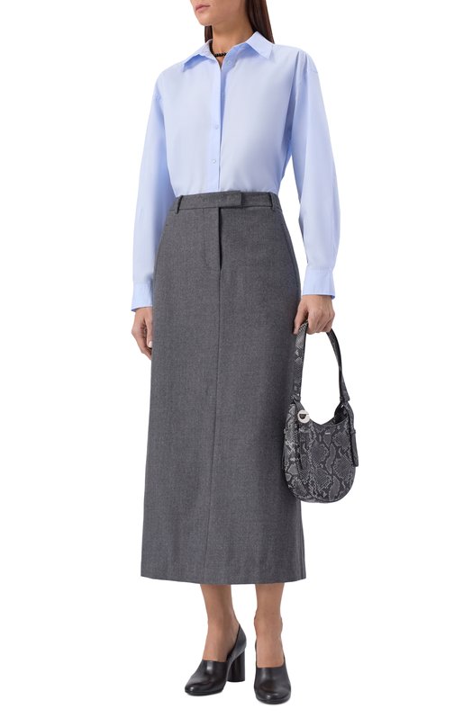 Хлопковая рубашка TOTEME 252-WRT0480-FB0415 Голубой  252-WRT0480-FB0415 Фото 2