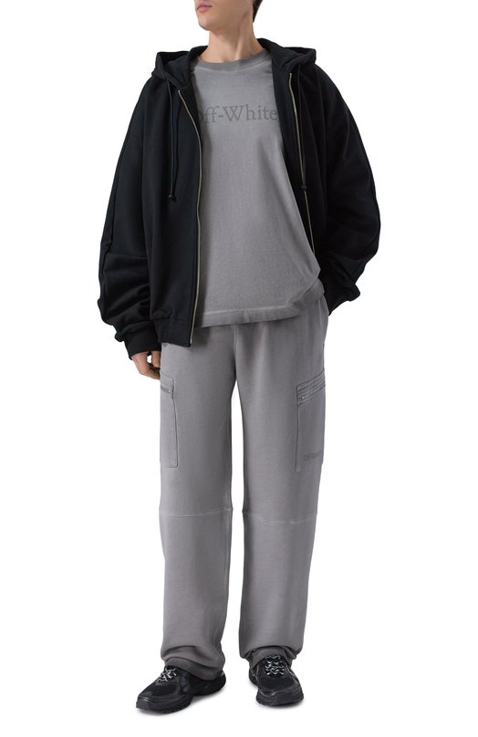 Хлопковые брюки Off-White 0MCH059F25FLE003 Серый  0MCH059F25FLE003 Фото 2