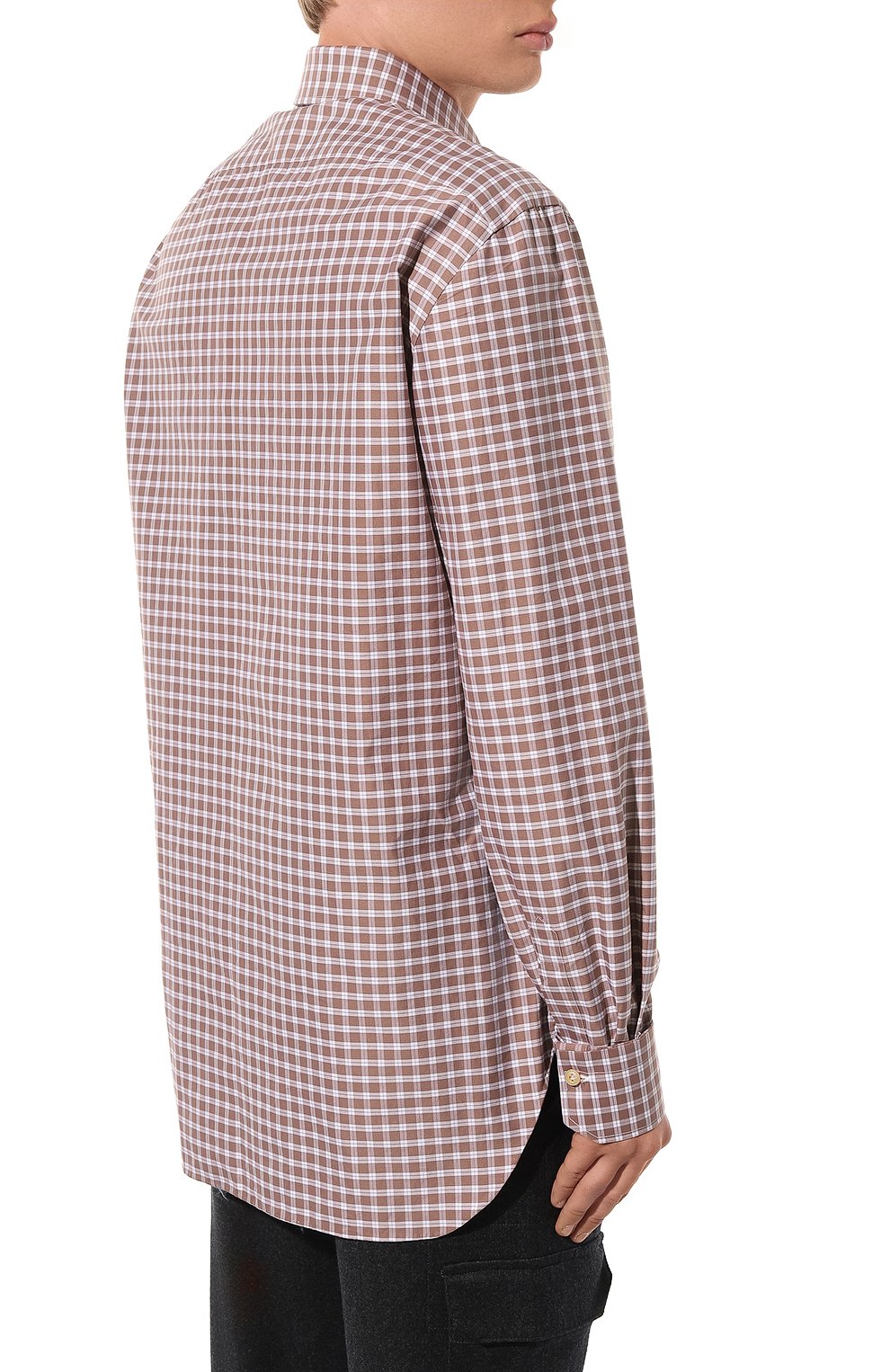 Хлопковая рубашка KITON коричневого цвета по цене 58950 руб., арт. UCIH0863710, фото 4 Хлопковая рубашка KITON, арт. UCIH0863710, фото 4