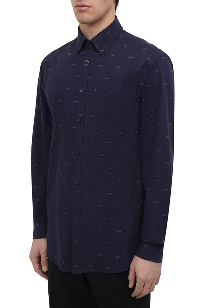 Хлопковая рубашка PAUL&SHARK темно-синего цвета по цене 34200 руб., арт. C0P3051/C00, фото 3 Хлопковая рубашка PAUL&SHARK, арт. C0P3051/C00, фото 3