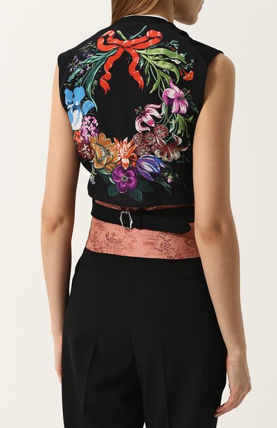 Приталенный двубортный жилет с принтованной спинкой GUCCI, арт. 493103/Z535G, фото 4