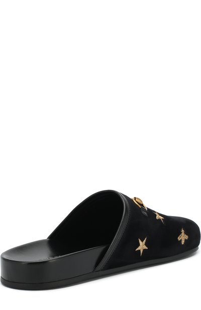 Бархатные сабо с вышивкой и пряжкой-трензелем GUCCI, арт. 505265/K4DD0, фото 4