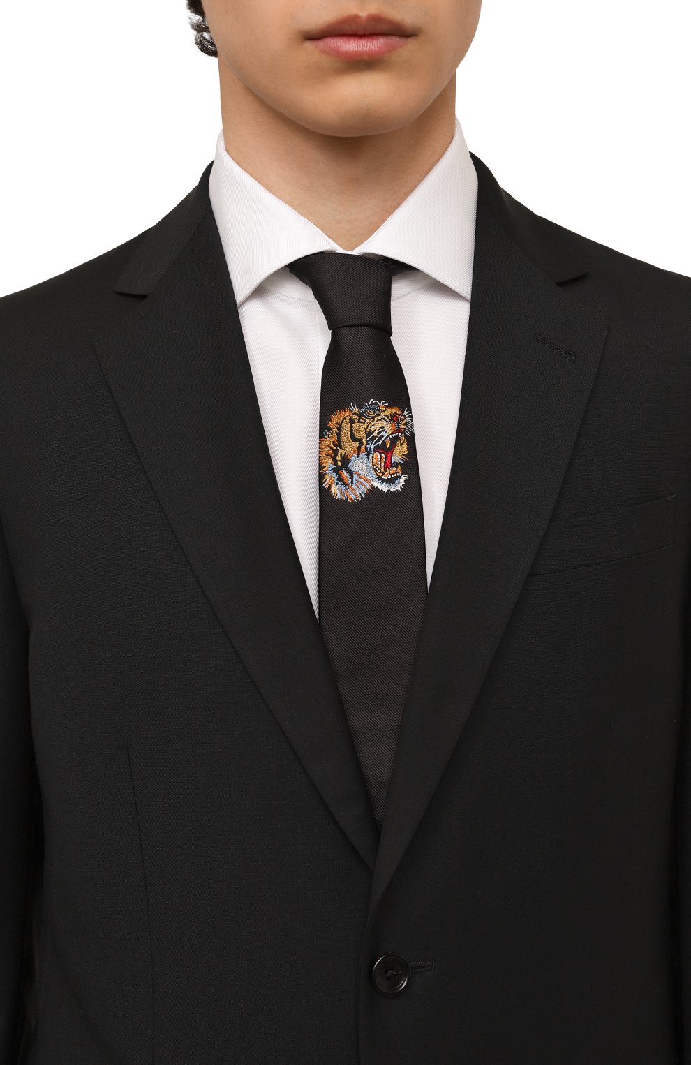 Шелковый галстук GUCCI черного цвета по цене 28800 руб., арт. 452170 4E002, фото 2 Шелковый галстук GUCCI, арт. 452170 4E002, фото 2