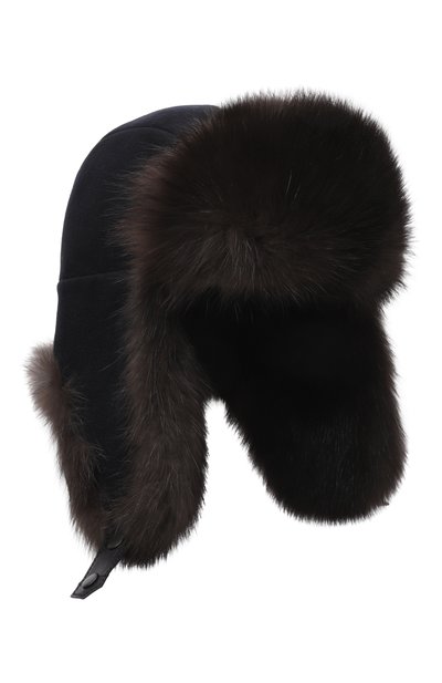 Мужская кашемировая шапка-ушанка майкл с мехом соболя FURLAND, арт. 0201430910001100004