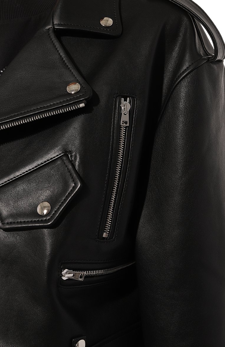 Женская кожаная куртка SASHAVERSE черного цвета, арт. CLT001/Leather.900/SS24 | Фото 5 (Длина (верхняя одежда): Короткие; Материал внешний: Натуральная кожа; Материал подклада: Вискоза; Рукава: Длинные; Кросс-КТ: Куртка, Легкие; Женское Кросс-КТ: Замша и кожа; Стили: Гранж)