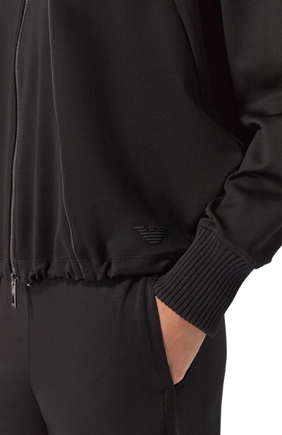 Толстовка из вискозы EMPORIO ARMANI черного цвета по цене 63950 руб., арт. EW004150/AF24325, фото 5 Толстовка из вискозы EMPORIO ARMANI, арт. EW004150/AF24325, фото 5