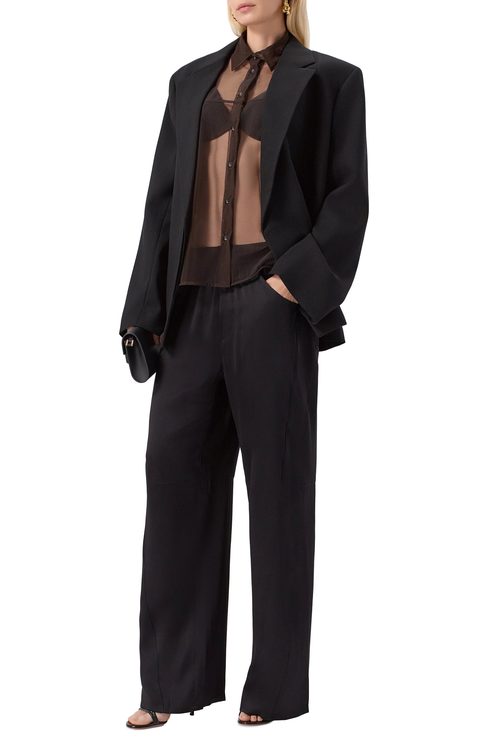 Блузка ANDREA YA'AQOV коричневого цвета по цене 54050 руб., арт. 25WTUL36/NYL0N, фото 2 Блузка ANDREA YA'AQOV, арт. 25WTUL36/NYL0N, фото 2