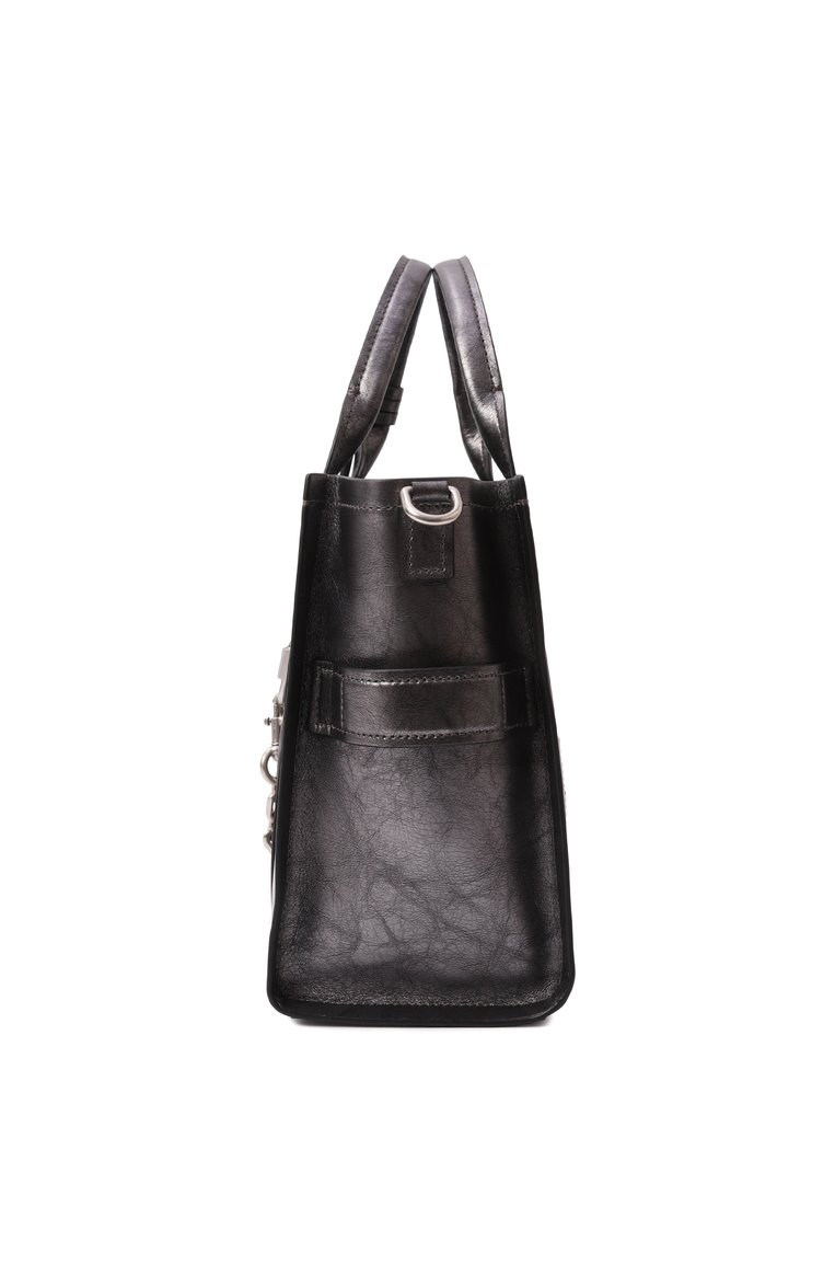 Женская сумка the tote bag medium MARC JACOBS (THE) темно-серого цвета, арт. 2R4HTT013H02 | Фото 4 (Ремень/цепочка: На ремешке; Материал: Натуральная кожа; Размер: medium)