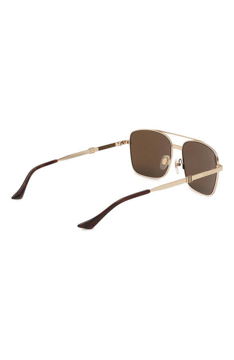 Мужские солнцезащитные очки GUCCI коричневого цвета, арт. GG1441S 002 | Фото 4 (Нос: Не проставлено; Региональные ограничения белый список (Axapta Mercury): Не проставлено; Тип очков: С/з; Кросс-КТ: С/з-мужское; Материал: Металл; Оптика Гендер: оптика-мужское; Очки форма: Квадратные, Авиаторы)